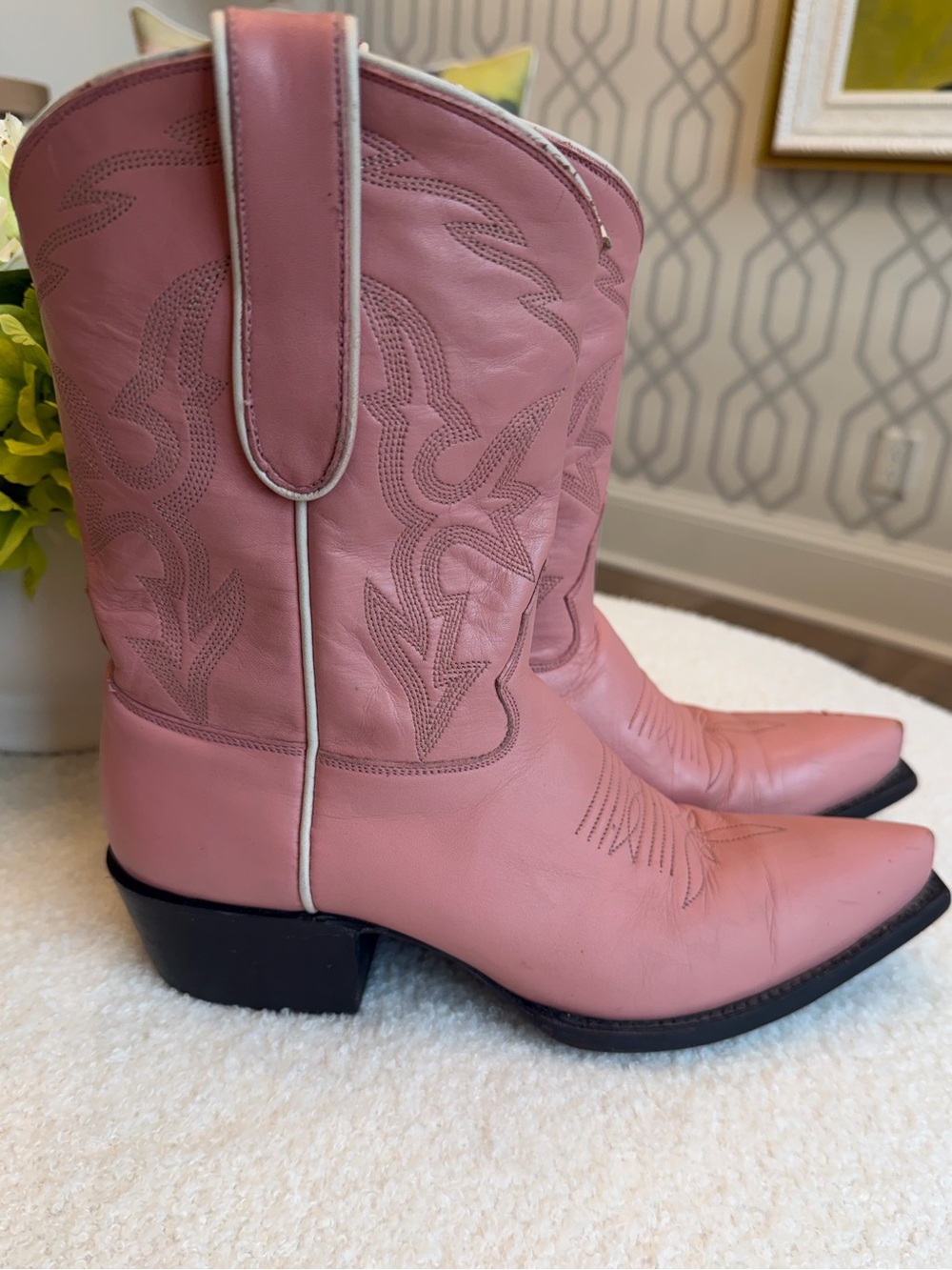 Wild West Caborca Pink Leather Cowgirl Boots Women’s Size 7B